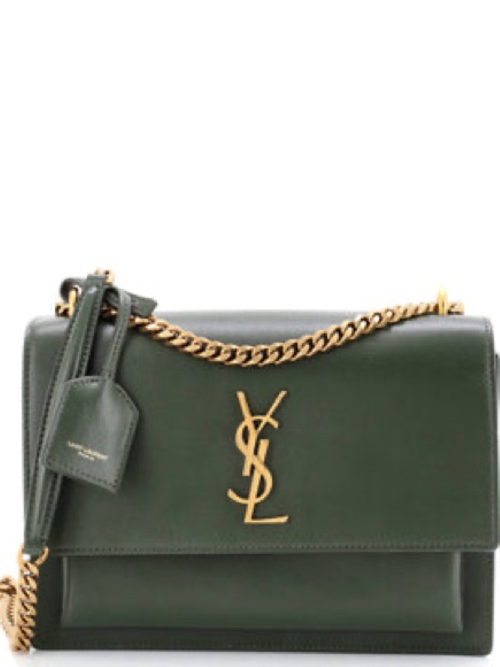 Saint Laurent Sunset Medium Green Leather Shoulder Bag